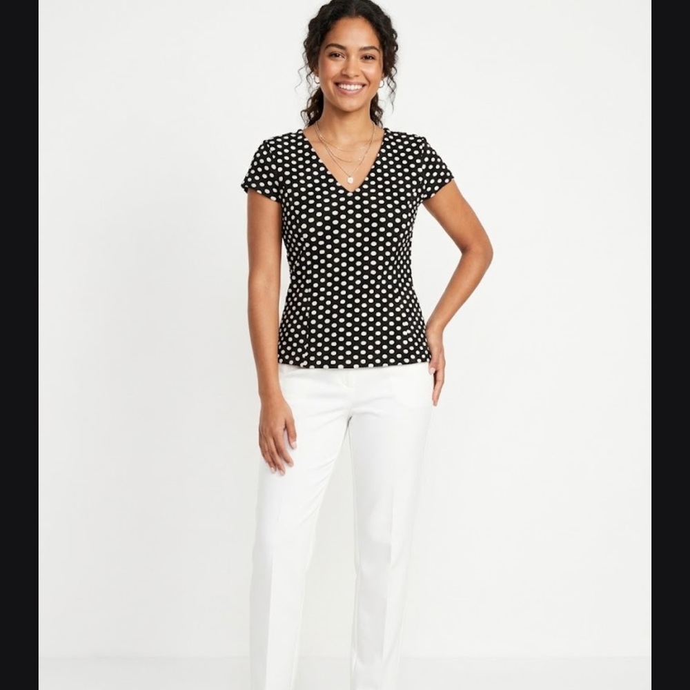 Ann Taylor Black and Gray Geometric Pattern Top